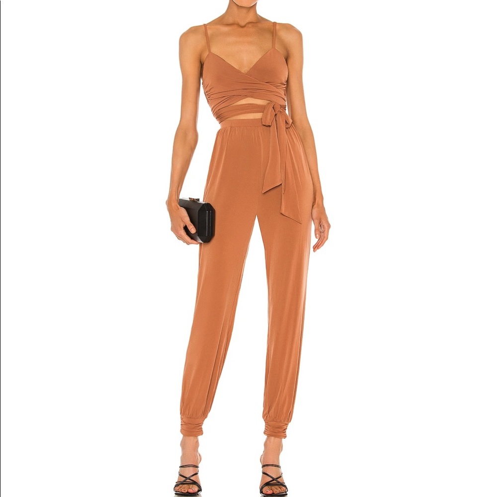 REVOLVE- Michael Costello Brown Wrap Jumpsuit